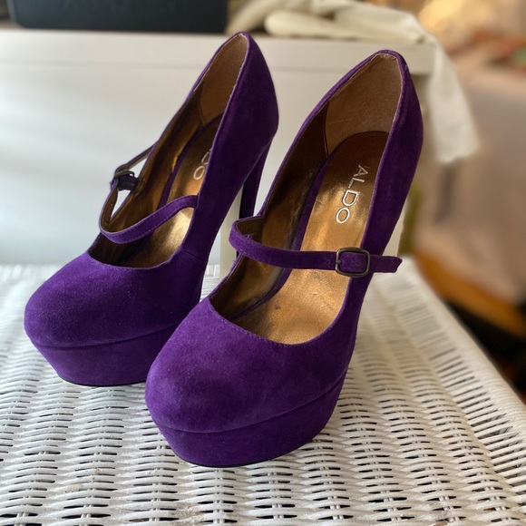 Aldo Shoes - Purple Aldo Suede Platform Mary Jane Heels